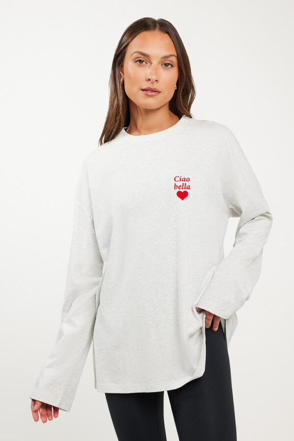 Stylerunner Blair Heart Long Sleeve Tee Light Grey Marle