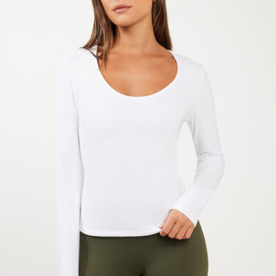 Stylerunner Dynamic V Neck Long Sleeve Tee Bright White