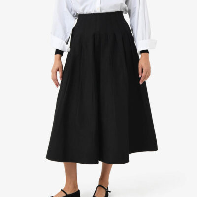 FORCAST Heira Pleated Midi Skirt