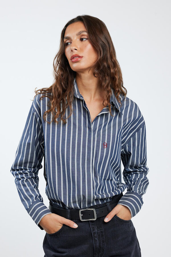 Ode Taylor Oversized Shirt Onyx Stripe