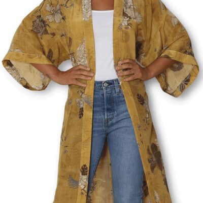 THE ARTISTS LABEL ORTIENTE FOULARD SILK LONG KIMONO