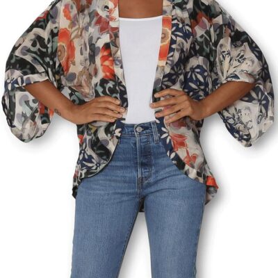 THE ARTISTS LABEL ORIENTAL PATCHWORK SILK KIMONO