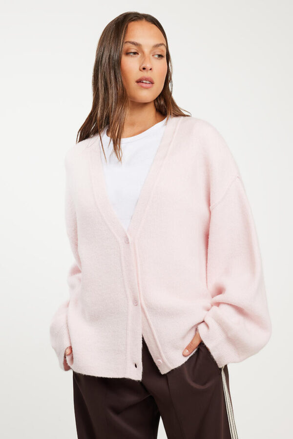 Stylerunner Cher Oversized Knit Cardigan Blush