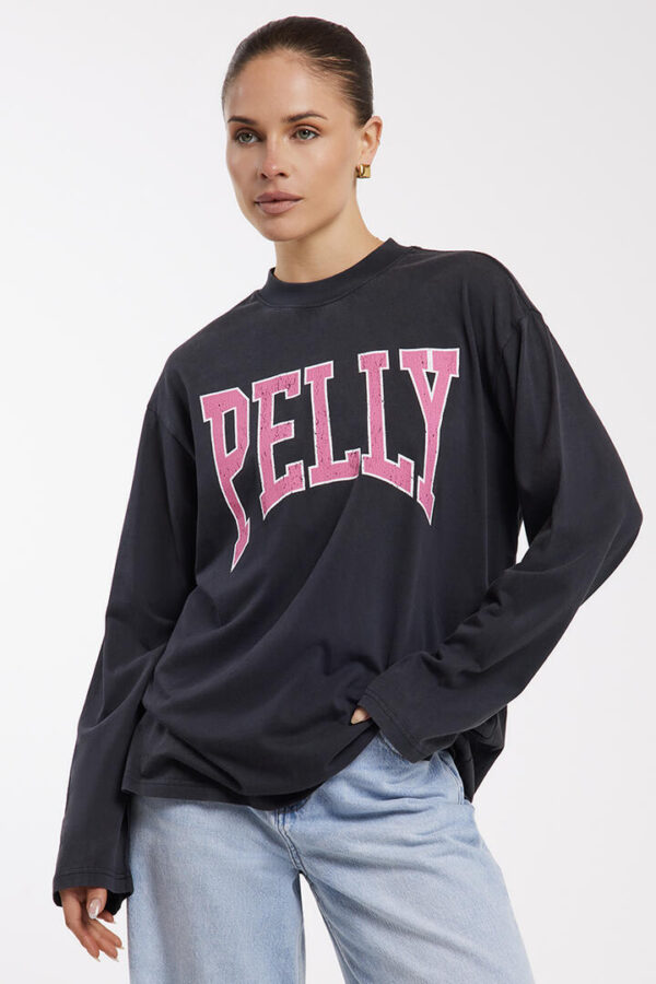 Ena Pelly Pink Kara Long Sleeve Top Vintage Black