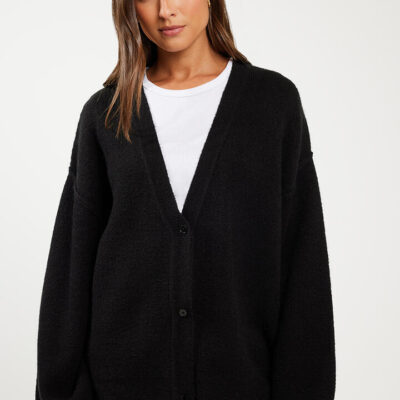Stylerunner Cher Oversized Knit Cardigan Onyx