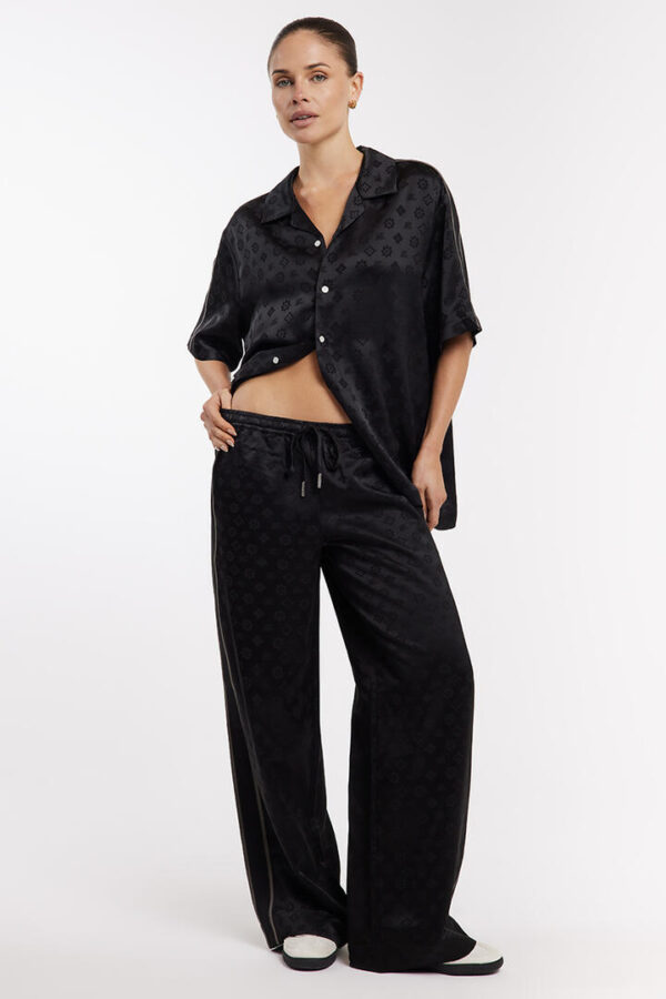 Something Very Special Jaquard Satin Resort Shirt Black
