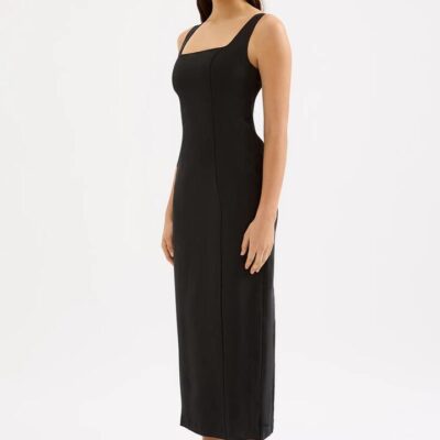 Nude Lucy Monroe Linen Midi Dress Linen Black