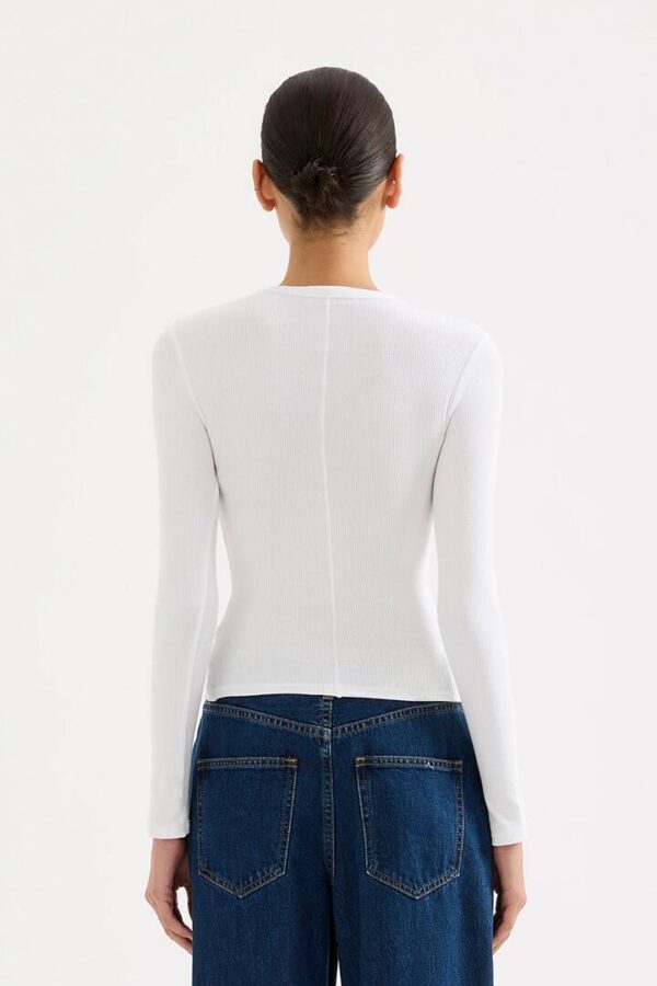 Nude Lucy Organic Rib Ls Tee Cotton White