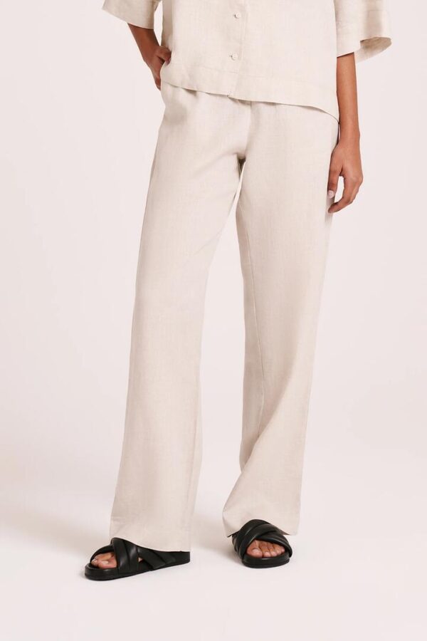 Nude Lucy Womens Lounge Linen Pant Linen Cream Size Xl