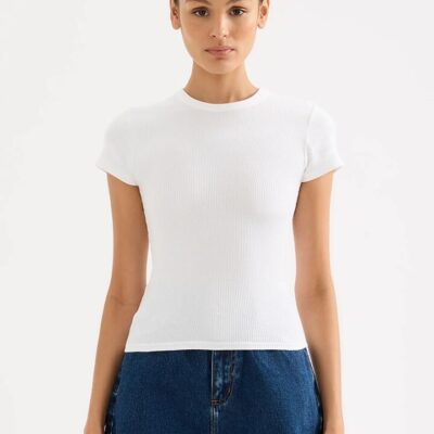 Nude Lucy Organic Rib Ss Tee Cotton White