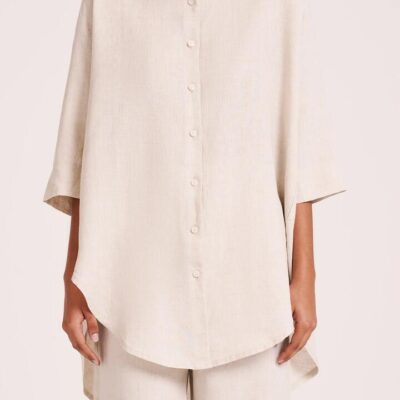 Nude Lucy Lounge Linen Longline Shirt Linen Cream