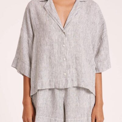 Nude Lucy Lounge Stripe Linen Shirt Linen Stripes