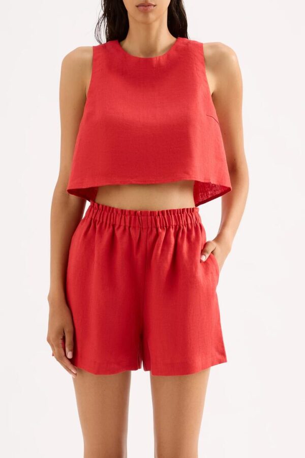 Nude Lucy Ingrid Linen Top Linen Red