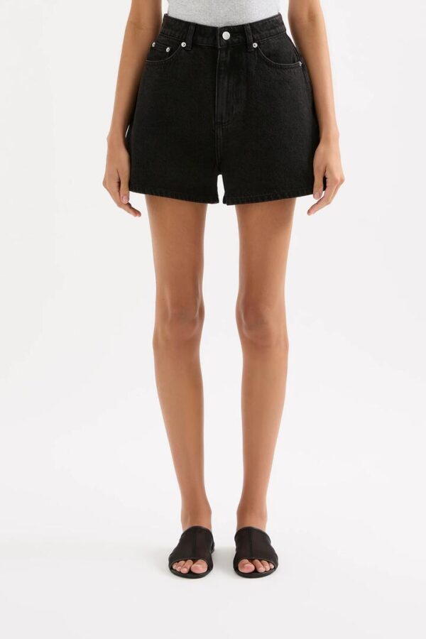 Nude Lucy Womens Organic Mom Short Denim Black Size 24