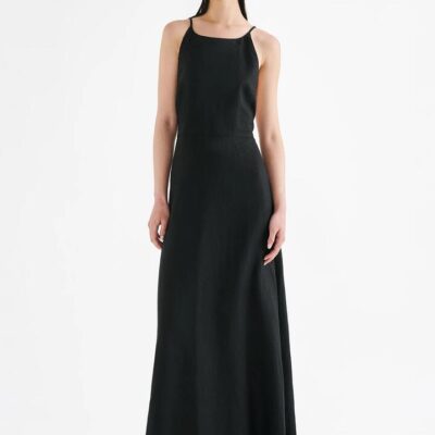 Nude Lucy Ziba Linen Maxi Dress Linen Black