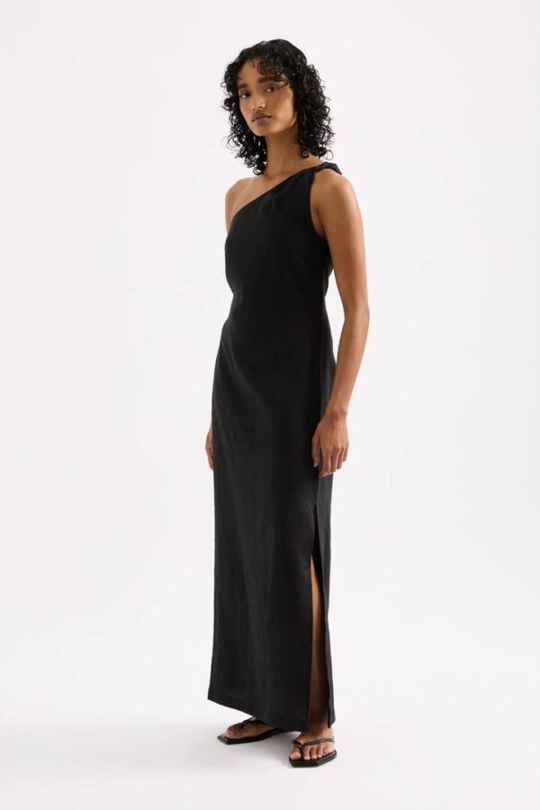 Nude Lucy Avery Linen Midi Dress Linen Black