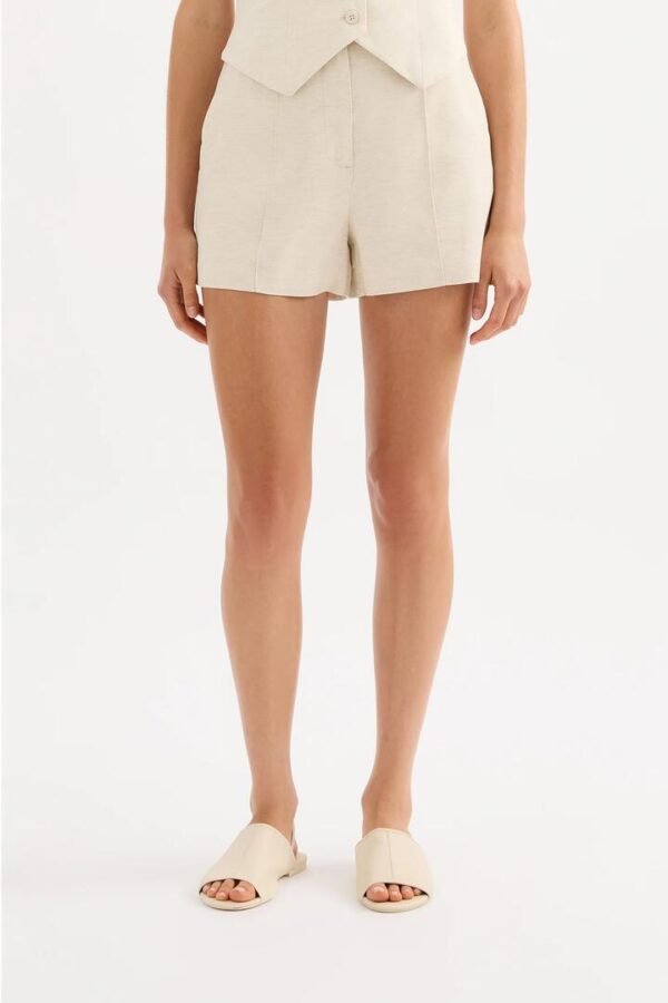 Nude Lucy Logan Tailored Short Linen Cream