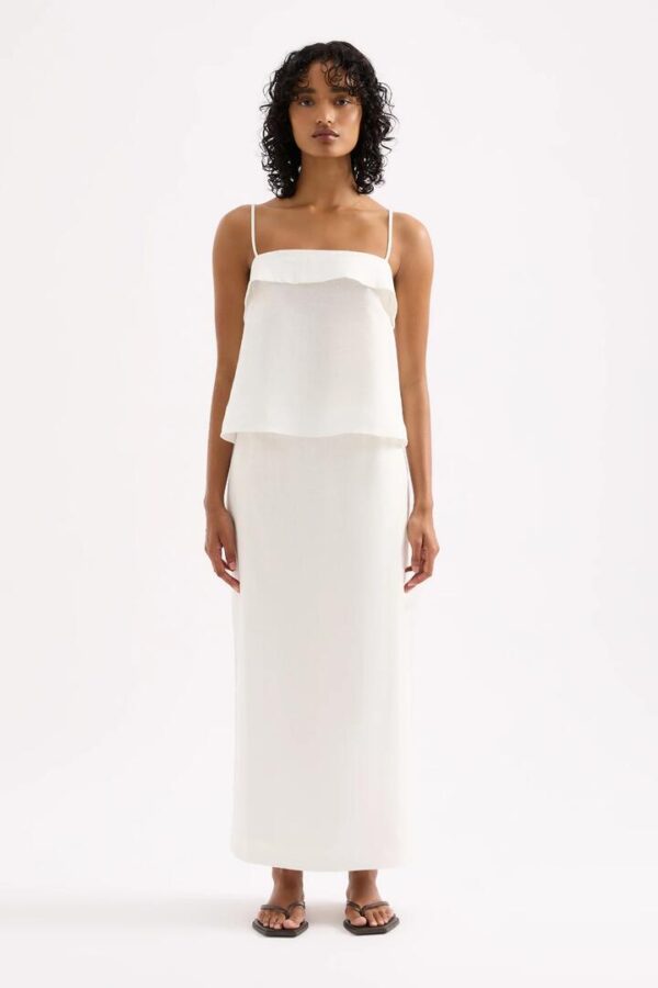 Nude Lucy Sadie Linen Maxi Skirt Linen White
