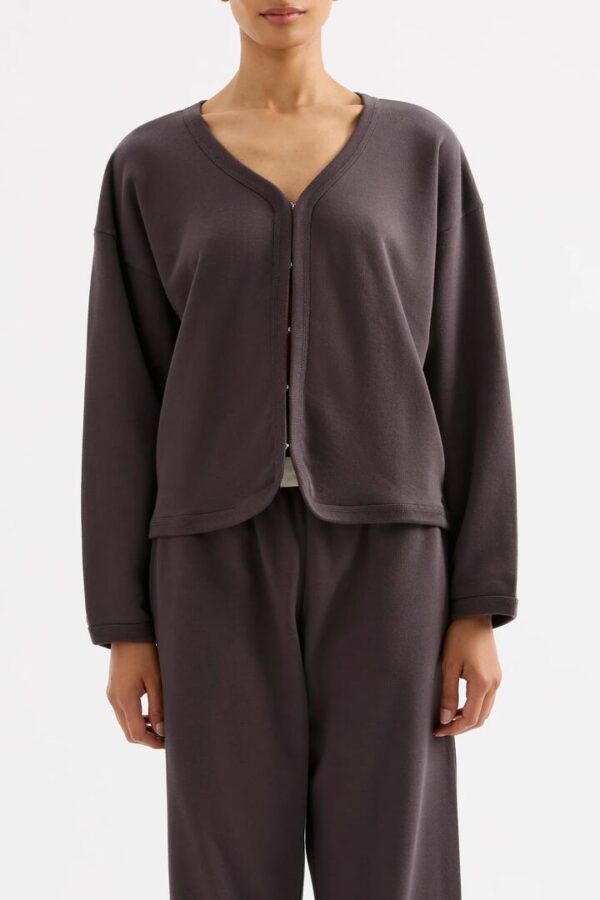 Nude Lucy Womens Lounge Fleece Cardigan Cotton Grey Size Xxl