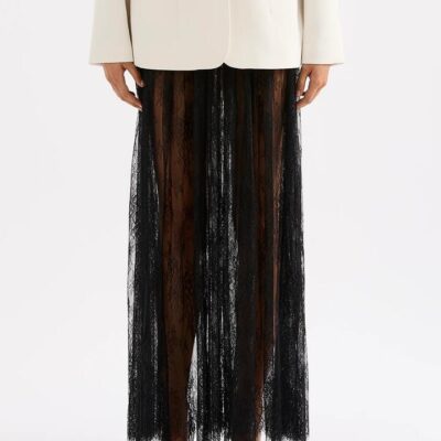 Nude Lucy Womens Sian Lace Maxi Skirt Black Size S