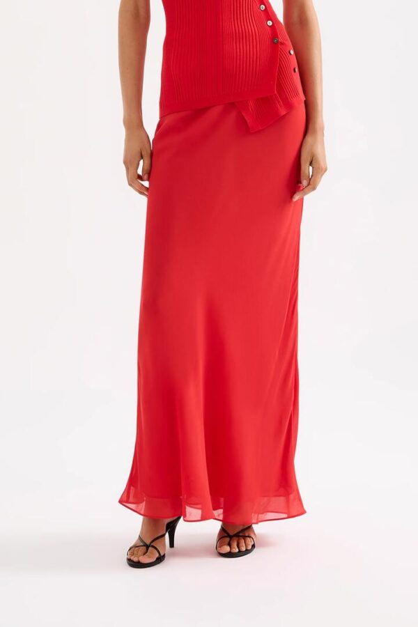 Nude Lucy Womens Taza Maxi Skirt Red Size Xxs