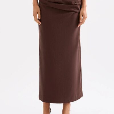 Nude Lucy Womens Kashan Maxi Skirt Linen Brown Size Xl