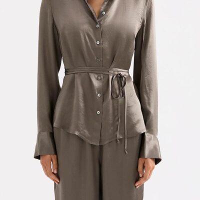 Nude Lucy Womens Cyra Shirt Brown Size Xxs