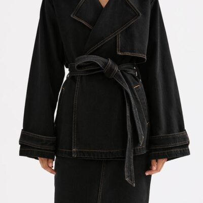 Nude Lucy Womens Inaya Denim Trench Denim Black Size Xxl