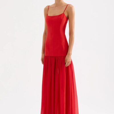 Nude Lucy Womens Taza Maxi Dress Linen Red Size Xxl