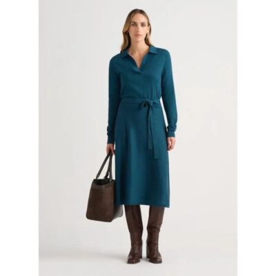 David Lawrence Indira Merino Knit Polo Dress
