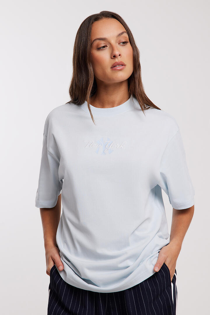 Majestic Womens Stacked Logo Tee Ballad Blue - Miss Nelly