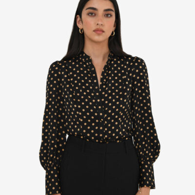 FORCAST Dotti Polka Dot Printed Blouse