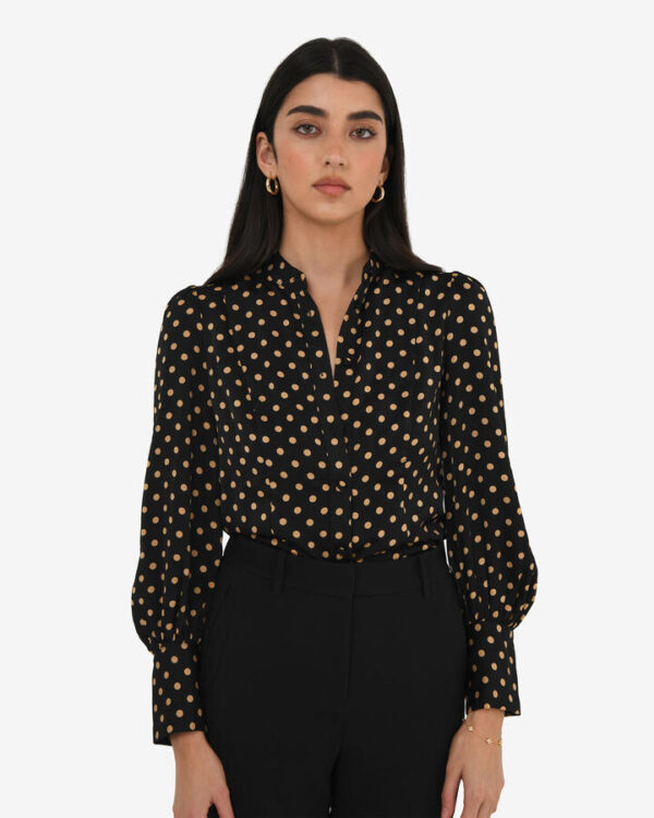 FORCAST Dotti Polka Dot Printed Blouse