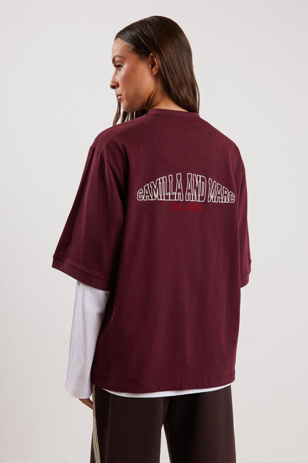Camilla And Marc Soren V Neck Graphic Tee Burgundy