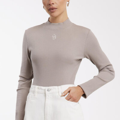 Ode Shelley Mock Neck Top Moon