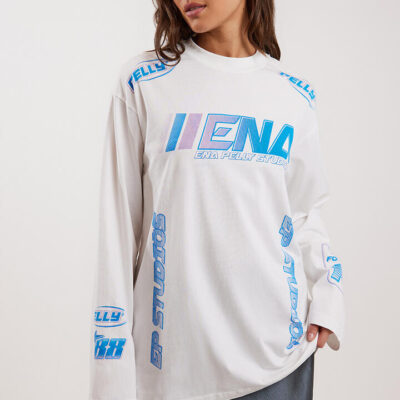 Ena Pelly Moto Long Sleeve Tee Vintage White