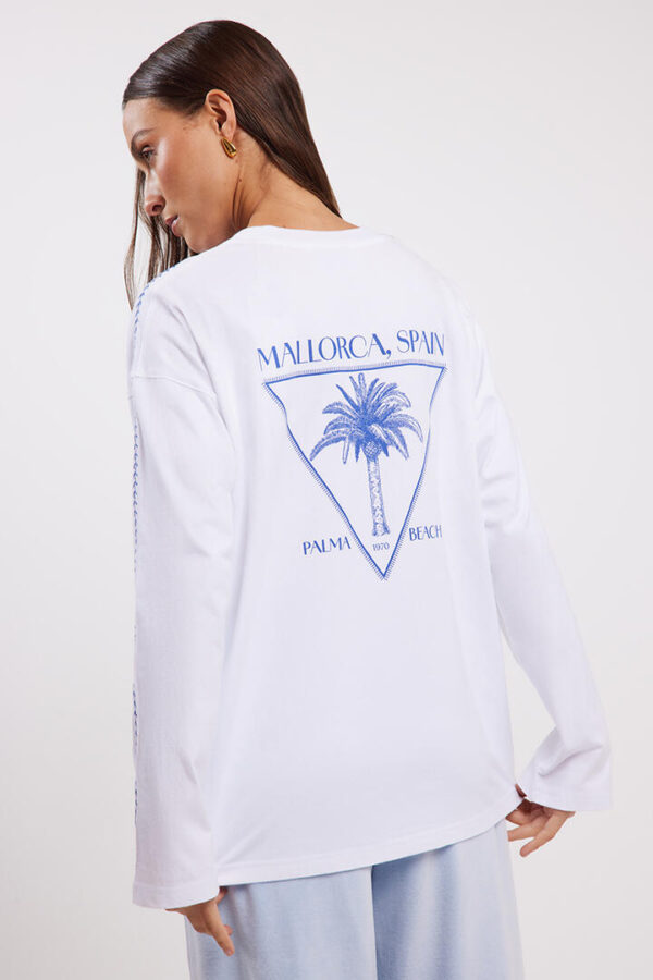 Stylerunner Mallorca Spain Long Sleeve Oversized Tee Bright White