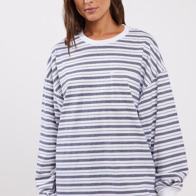 Stylerunner Asher Long Sleeve Tee Navy Stripe