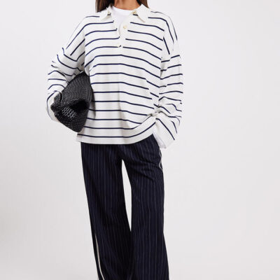 Stylerunner Koda Pinstripe Pants Navy Pinstripe