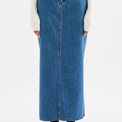 Nude Lucy Organic Denim Maxi Skirt Denim Blue