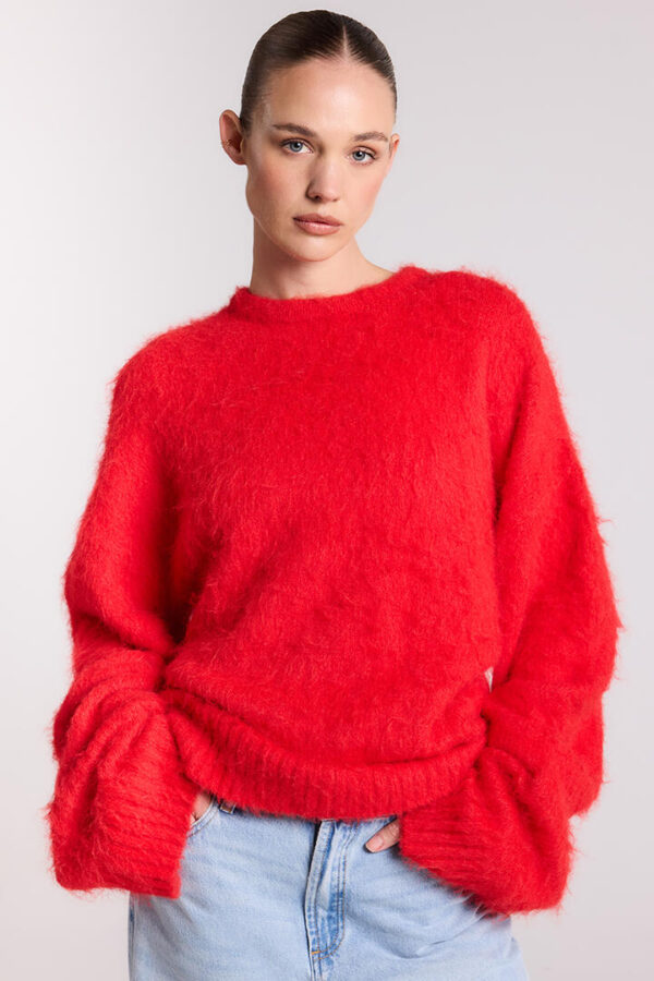 Stylerunner MK x SR Demi Oversized Knitted Sweater Scarlet