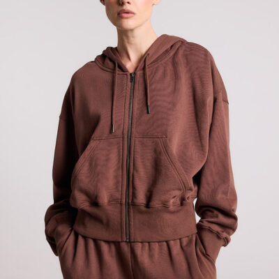 Stylerunner MK x SR Flynn Cropped Zip Hoodie Hazelnut
