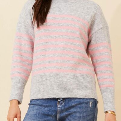 CAROLINE K MORGAN STRIPE KNIT PULLOVER