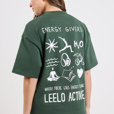 Leelo Active V3 Pilates Tee Dark Green/White