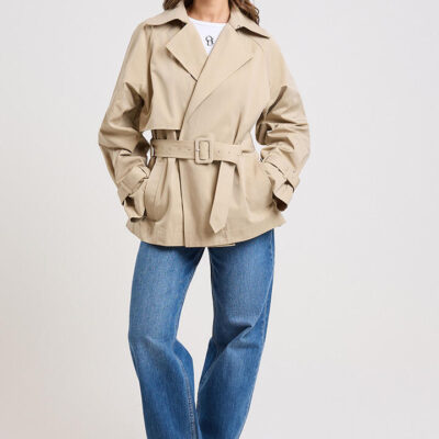 Ode Ady Belted Waist Trench Coat Dune
