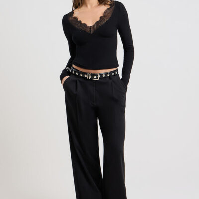 Ode Harley Lace Long Sleeve Top Onyx