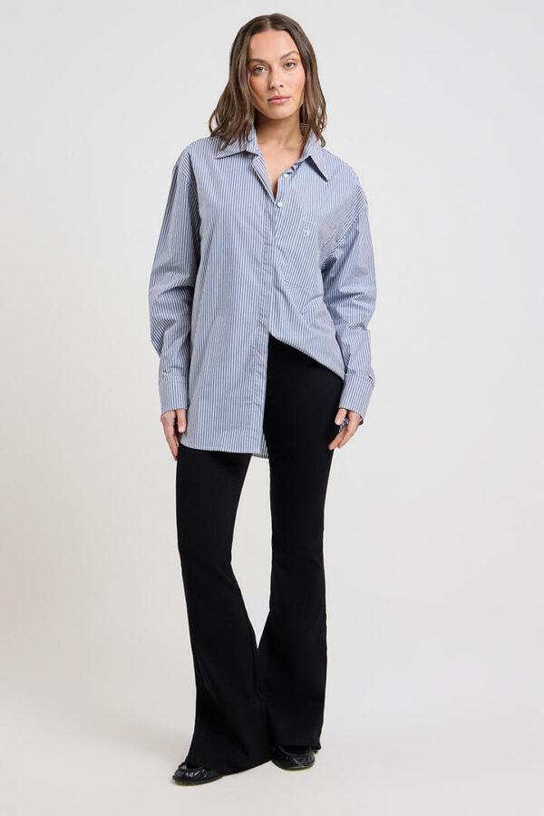 Ode Taylor Oversized Shirt Navy Yardage Stripe