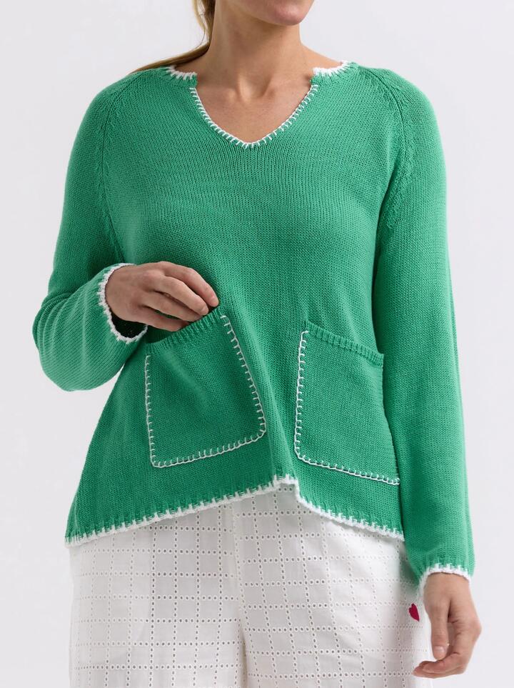 ZAKET & PLOVER HAND WORK TRIM A-LINE KNIT - Miss Nelly