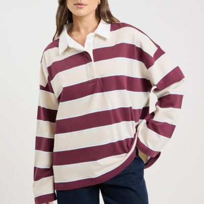 Stylerunner The Fenway Jersey Plum Berry Stripe
