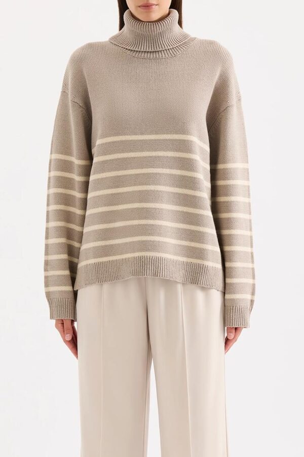 Nude Lucy Venus Turtleneck Knit Cotton Stripes